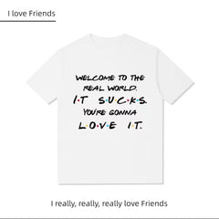 Unisex Casual Friends Letter Loose T-shirt