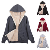 Women's Hooded Plush Zipper Jacket