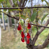 Pomegranate Seed Beaded Earrings