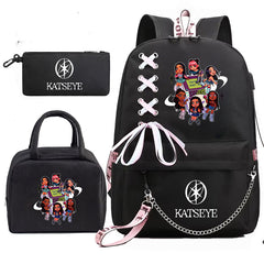 Katseye Print Backpack Pencil Case Lunch Bag Three-piece