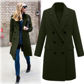 Women's Long Double-breasted Woolen Jacket