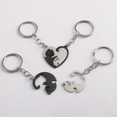 Yin Yang Cat Couple Keychain Pendant