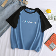 Lovely Friends Letter Pattern Crew Neck Short Sleeve T-Shirt