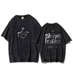 Trendy Kpop Album Print Washed T-shirt