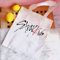 Skz Members Cartoon Characters Printed Canvas Shoulder Tote Bag