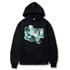 Unisex Anime Print Color Block Hoodie
