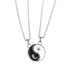 Sun Moon Yin Yang Couple Necklace Set