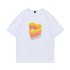 Korean Style Printed Cotton Round Neck T-shirt