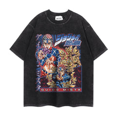 Retro Jojo Anime Short-sleeved Washed T-shirt