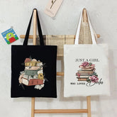 Vintage Just A Girl Who Loves Books Canvas Tote Bag