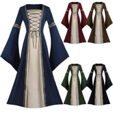 Medieval Horn Sleeve Lace-up Long Cosplay Dress