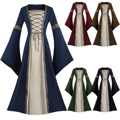 Medieval Horn Sleeve Lace-up Long Cosplay Dress