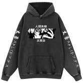Retro Anime Pattern Washed Cotton Hoodie
