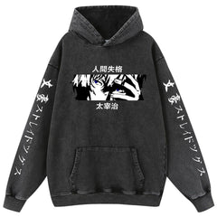Retro Anime Pattern Washed Cotton Hoodie