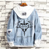 EN- Tour Print Hooded Denim Jacket