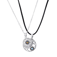 Sun and Moon Couple Projection Magnetic Necklace