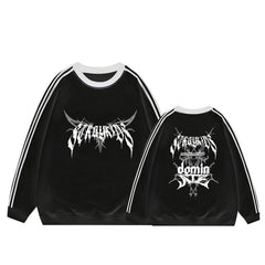 Kpop Striped Round Neck Pullover Sweatshirt