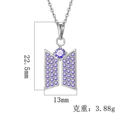 BTS Inlaid Zircon Pendant Necklace