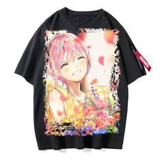 Women's Anime Short-sleeved Black T-shirt