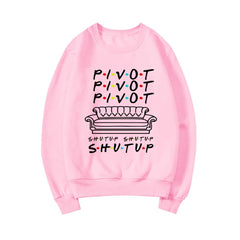 Women's Friends Pivot Print Round Neck Pullover Sweatshirt