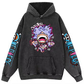 Retro Anime Printed Pullover Washed Hoodie