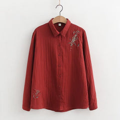 Embroidered Branches Women's Cardigan Shirt
