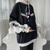 Casual Anime Printed Color Block Hoodie
