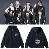 Unisex Kpop Black Zipper Hoodie