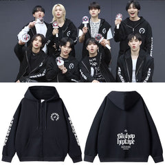 Unisex Kpop Black Zipper Hoodie