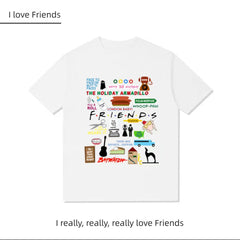 Unisex Casual Friends Letter Loose T-shirt
