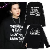 Unisex SUGA The Earth Is Flat Letter Long Sleeved Shirt