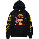 Unisex Luffy Floral Printed Loose Hoodie