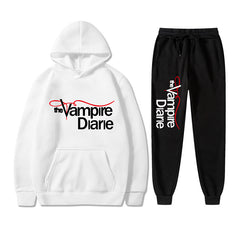 Unisex TVD Logo Printed Casual Hoodie Sweatpants Set
