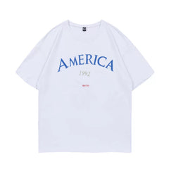 Yushi Same AMERICA Letter Short-sleeved T-shirt