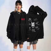 BANGTAN Signature Print Zip Up Hoodie