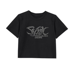 KPOP SynkParallelLine Crew Neck Short-sleeved T-shirt