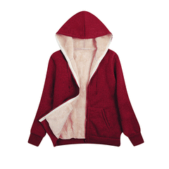 Women's Hooded Plush Zipper Jacket