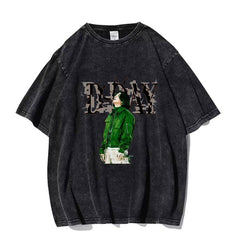 Vintage Trendy Kpop Print Washed T-shirt
