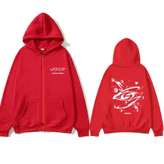 The World Ep Double Sided Print Zipper Hoodie