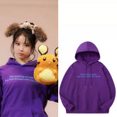 JIWOO Letter Print Cotton Hoodie