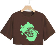 Letter Short Sleeve Cropped T-shirt