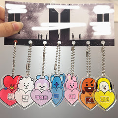 BANGTAN Cartoon Name Tag Keychain Set