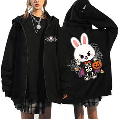 SKZ Halloween Printed Zip-up Black Hoodie
