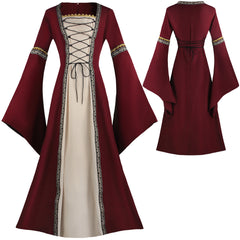 Medieval Horn Sleeve Lace-up Long Cosplay Dress