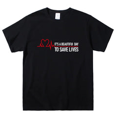 Unisex TV Letter Short-sleeved Cotton T-shirt