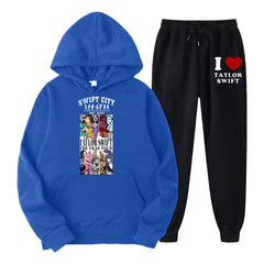 Unisex Swift City Graphic Printed Casual Hoodie Pants Set