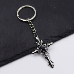 TVD Gemstone Cross Keychain Pendant