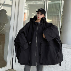 Korean Style Bat Sleeves Hooded Trench Coat