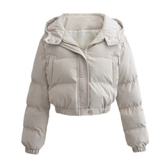 Women's Pocket Zipper Hooded Warm Jacket