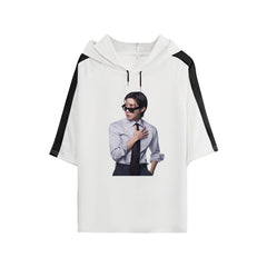 ARIRANG Suit Poster Print Short Sleeve Hooded T-shirt